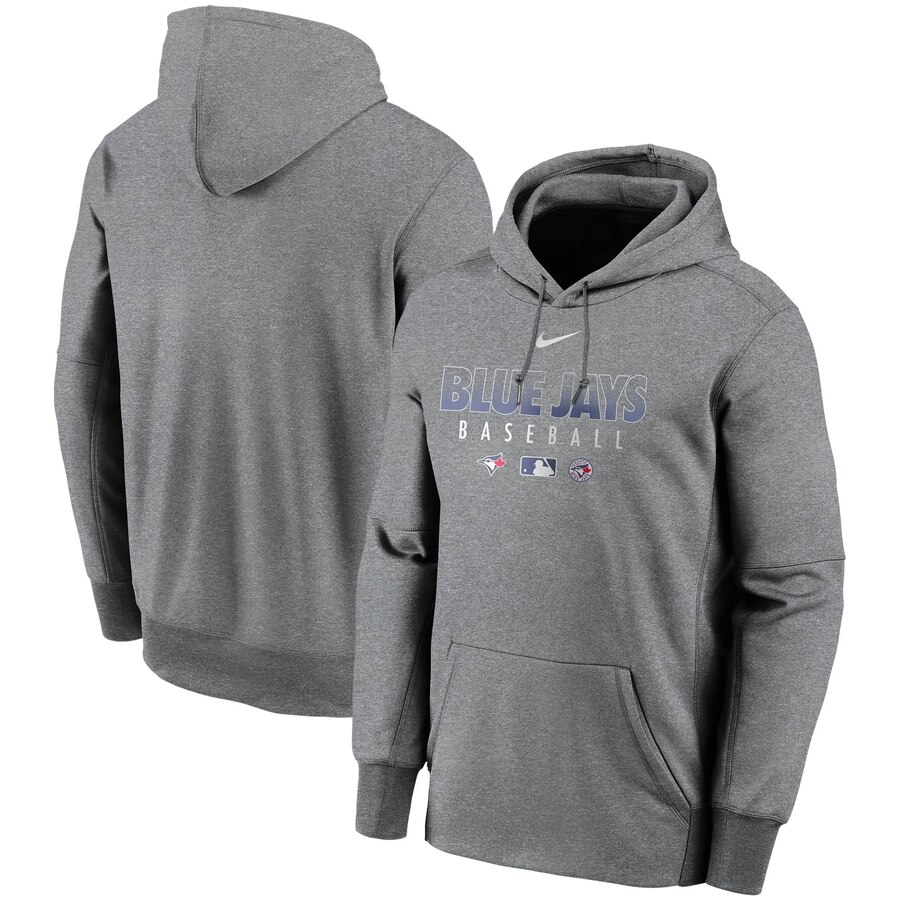 Men's Toronto Blue Jays Nike Charcoal Authentic Collection Therma Performance Pullover Hoodie